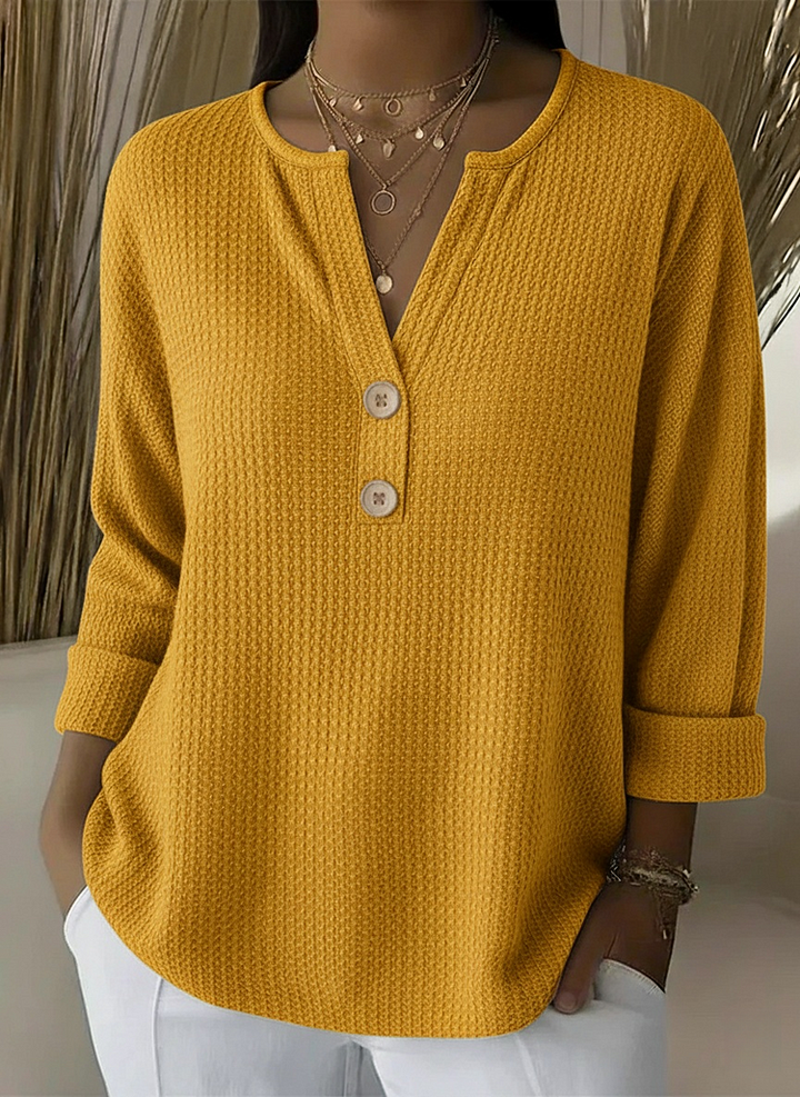 CLEARANCE SALE🔥 Classic V-neck Button-down Waffle Sweater