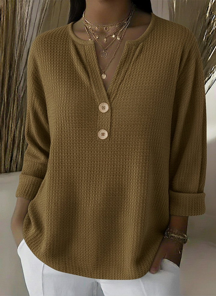 CLEARANCE SALE🔥 Classic V-neck Button-down Waffle Sweater