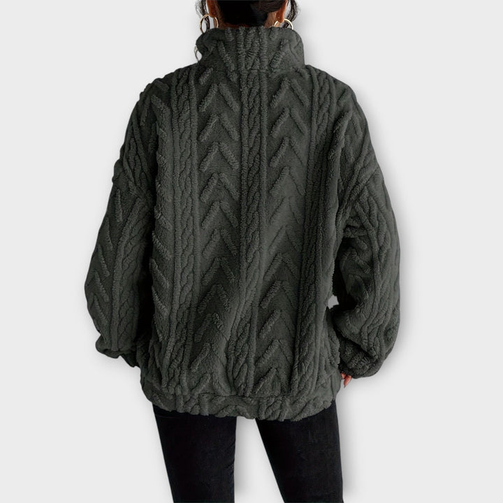 Nancy Boutique™| Braided Zip-Up Pullover
