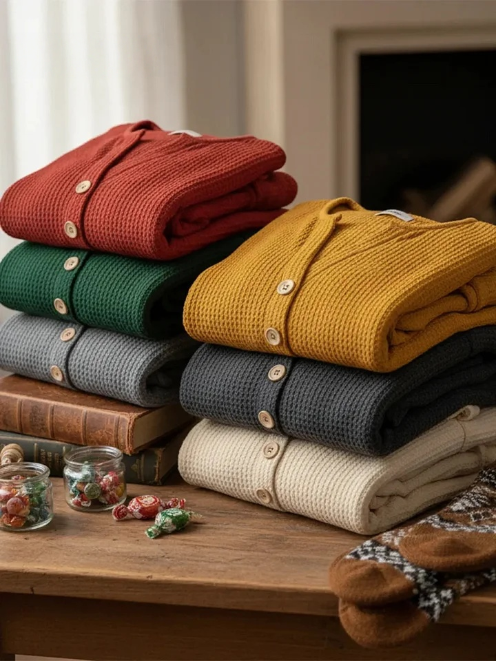 CLEARANCE SALE🔥 Classic V-neck Button-down Waffle Sweater