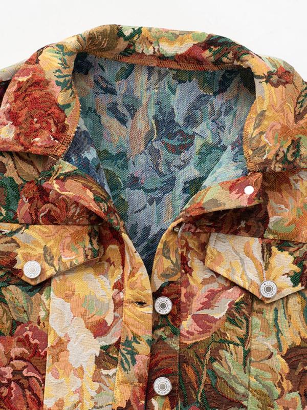 SIDA™ - Chic Floral Print Crop Long Sleeve Jacket