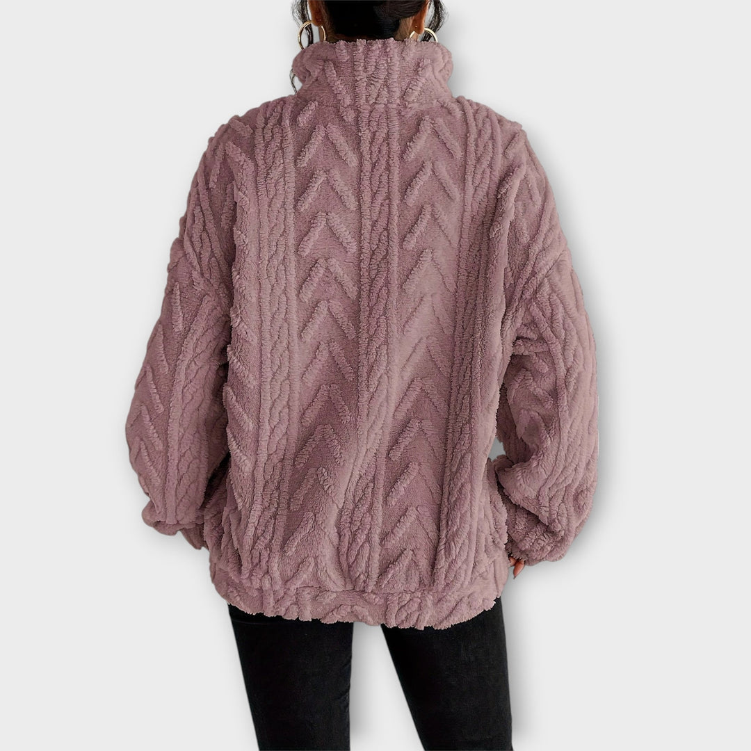 Nancy Boutique™| Braided Zip-Up Pullover