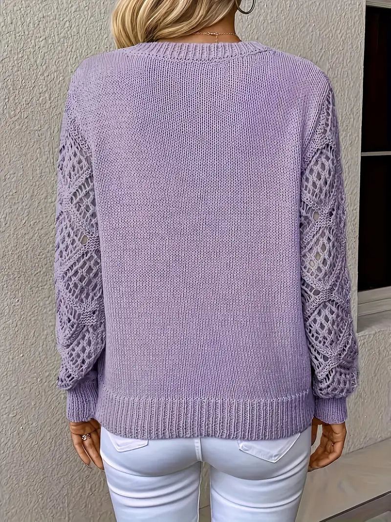 Nancy Boutique™ | Lace-Sleeve Knit Sweater