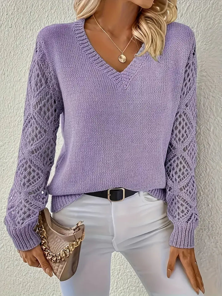 Nancy Boutique™ | Lace-Sleeve Knit Sweater