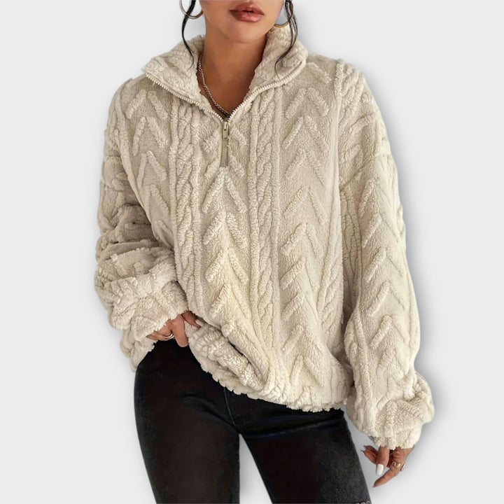 Nancy Boutique™| Braided Zip-Up Pullover