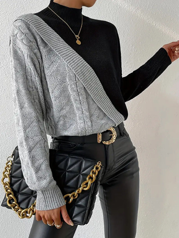 Nancy Boutique™ | Contrast Cable Knit Sweater